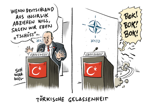 Cartoon: NATO Stützpunkt Incirlik (medium) by Schwarwel tagged nato,stützpunkt,incirlik,türkei,türkischer,außenminister,bundeswehr,soldat,soldaten,heer,armee,krieg,erdogan,besuchsverbot,abgeordnete,kampf,terrormiliz,is,islamischer,staat,karikatur,schwarwel,nato,stützpunkt,incirlik,türkei,türkischer,außenminister,bundeswehr,soldat,soldaten,heer,armee,krieg,erdogan,besuchsverbot,abgeordnete,kampf,terrormiliz,is,islamischer,staat,karikatur,schwarwel