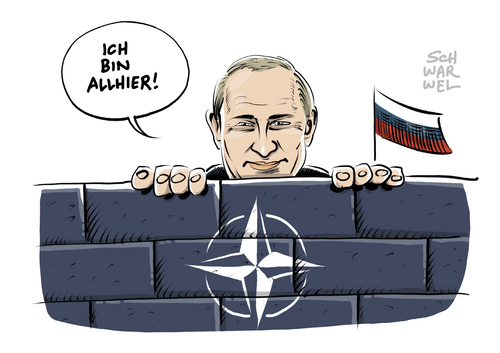 Cartoon: NATO und Putin (medium) by Schwarwel tagged nato,gipfel,putin,aufrüstung,rüstung,militär,russland,karikatur,schwarwel,kampf,krieg,waffen,gewalt,terror,soldaten,europa,osteuropastationierung,heer,armee,ukraine,krise,krim,annexion,estland,lettland,litauen,nato,gipfel,putin,aufrüstung,rüstung,militär,russland,karikatur,schwarwel,kampf,krieg,waffen,gewalt,terror,soldaten,europa,osteuropastationierung,heer,armee,ukraine,krise,krim,annexion,estland,lettland,litauen