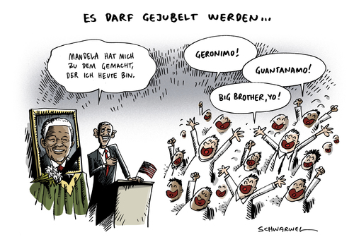 Cartoon: Nelson Mandela Obama Trauerfeier (medium) by Schwarwel tagged nelson,mandela,barack,obama,tot,gestorben,tod,trauerfeier,trauerrede,gäste,guantanamo,jubel,beerdigung,volksheld,frieden,gerechtigkeit,geronimo,big,brother,volk,staatsoberhaupt,präsident,karikatur,schwarwel,trauer,tränen,nelson,mandela,barack,obama,tot,gestorben,tod,trauerfeier,trauerrede,gäste,guantanamo,jubel,beerdigung,volksheld,frieden,gerechtigkeit,geronimo,big,brother,volk,staatsoberhaupt,präsident,karikatur,schwarwel,trauer,tränen