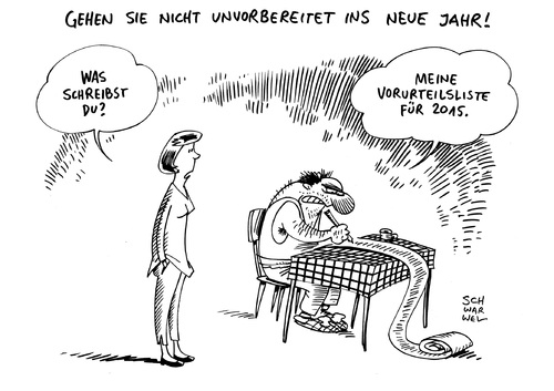 Cartoon: Neujahr Gute Vorsätze (medium) by Schwarwel tagged neujahr,gute,vorsätze,vorurteilsliste,karikatur,schwarwel,neujahr,gute,vorsätze,vorurteilsliste,karikatur,schwarwel