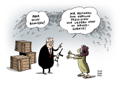 Cartoon: Nordirak Kampf gegen Dschihadis (medium) by Schwarwel tagged nordirak,irak,kampf,krieg,mord,tot,tod,waffen,gewalt,terror,dschihadisten,usa,lieferung,wffenlieferung,kurden,deutschland,bundesregierung,humanitäre,hilfe,karikatur,schwarwel,nordirak,irak,kampf,krieg,mord,tot,tod,waffen,gewalt,terror,dschihadisten,usa,lieferung,wffenlieferung,kurden,deutschland,bundesregierung,humanitäre,hilfe,karikatur,schwarwel