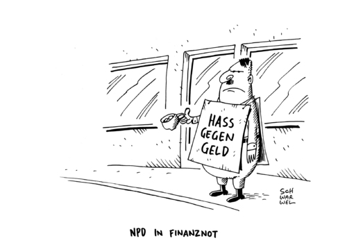 Cartoon: NPD Krise Finanznot (medium) by Schwarwel tagged npd,krise,mitarbeiter,kündigung,entlassung,job,zentrale,finanznot,hass,hitler,braun,rechts,partei,gewalt,terror,karikatur,schwarwel,npd,krise,mitarbeiter,kündigung,entlassung,job,zentrale,finanznot,hass,hitler,braun,rechts,partei,gewalt,terror,karikatur,schwarwel