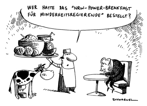 Cartoon: NRW Power Breakfast (medium) by Schwarwel tagged nrw,power,breakfast,minderheitsregierung,angela,merkel,regierung,deutschland,krise,koalition,karikatur,schwarwel