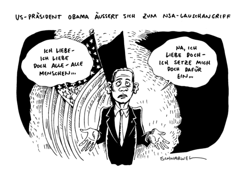 Cartoon: NSA Abhöraffäre Obama (medium) by Schwarwel tagged nsa,abhöraffäre,obama,abhören,abhörskandal,us,usa,lauschangriff,karikatur,schwarwel,nsa,abhöraffäre,obama,abhören,abhörskandal,us,usa,lauschangriff,karikatur,schwarwel