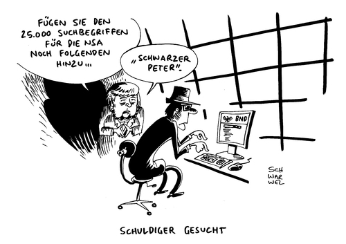 Cartoon: NSA Affäre BND (medium) by Schwarwel tagged nsa,affäre,bnd,suchbegriff,karikatur,schwarwel,merkel,nsa,affäre,bnd,suchbegriff,karikatur,schwarwel,merkel