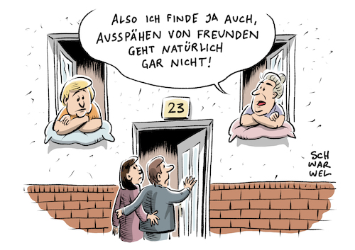 Cartoon: NSA Untersuchungsausschuss (medium) by Schwarwel tagged merkel,nsa,untersuchungsausschuss,bnd,ausspähungen,abhören,daten,karikatur,schwarwel,zeugin,zeuge,geheimdienst,überwachung,bundesnachrichtendienst,snowden,merkel,nsa,untersuchungsausschuss,bnd,ausspähungen,abhören,daten,karikatur,schwarwel,zeugin,zeuge,geheimdienst,überwachung,bundesnachrichtendienst,snowden