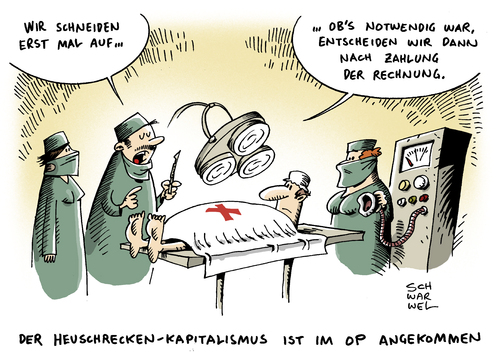 Cartoon: OP Kliniken Kapitalismus (medium) by Schwarwel tagged op,kliniken,kapitalismus,arzt,operation,geld,wirtschaft,krankenhaus,karikatur,schwarwel,op,kliniken,kapitalismus,arzt,operation,geld,wirtschaft,krankenhaus,karikatur,schwarwel