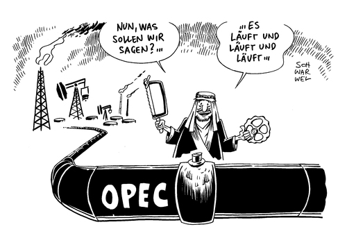 Cartoon: Opec Saudi Arabien Fördermenge (medium) by Schwarwel tagged opec,saudi,arabien,fördermenge,karikatur,schwarwel,opec,saudi,arabien,fördermenge,karikatur,schwarwel