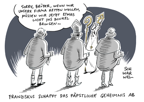 Cartoon: Päpstliches Geheimnis (medium) by Schwarwel tagged papst,kirche,religion,katholische,gott,jesus,katholisch,missbrauch,vergewaltigung,pfarrer,bischof,schweigepflicht,päpstliches,geheimnis,sexueller,sexuelle,nötigung,franziskus,missbrauchsfälle,geheimhaltung,vatikan,missbrauchstäter,opfer,missbrauchsstraftaten,pornografie,kinderpornografie,gewalt,cartoon,karikatur,schwarwel,papst,kirche,religion,katholische,gott,jesus,katholisch,missbrauch,vergewaltigung,pfarrer,bischof,schweigepflicht,päpstliches,geheimnis,sexueller,sex,sexuelle,nötigung,franziskus,missbrauchsfälle,geheimhaltung,vatikan,missbrauchstäter,opfer,missbrauchsstraftaten,pornografie,kinderpornografie,gewalt,cartoon,karikatur,schwarwel