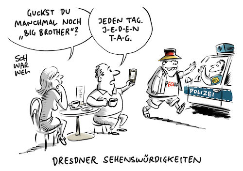 Cartoon: Pegida Demo Journalismus (medium) by Schwarwel tagged pegida,demo,demonstration,journalist,journalismus,kamera,aufnahme,zdf,frontal,medien,sächsischer,ministerpräsident,unseriös,dresden,sachsen,braun,rechtsextremismus,rechtsextrem,polizei,polizeigewalt,polizeistaat,angela,merkel,bundeskanzlerin,besuch,arndt,ginzel,mdr,21,politikmagazin,festnahme,behinderung,dreharbeiten,minister,michael,kretzschmar,cdu,pressefreiheit,meinungsfreiheit,presse,lügenpresse,berichterstattung,straftat,polizeiliche,maßnahme,afd,alternative,für,deutschland,rassisten,rassismus,rechtspopulisten,rechtspopulismus,cartoon,karikatur,schwarwel,pegida,demo,demonstration,journalist,journalismus,kamera,aufnahme,zdf,frontal,medien,sächsischer,ministerpräsident,unseriös,dresden,sachsen,braun,rechtsextremismus,rechtsextrem,polizei,polizeigewalt,polizeistaat,angela,merkel,bundeskanzlerin,besuch,arndt,ginzel,mdr,21,politikmagazin,festnahme,behinderung,dreharbeiten,minister,michael,kretzschmar,cdu,pressefreiheit,meinungsfreiheit,presse,lügenpresse,berichterstattung,straftat,polizeiliche,maßnahme,afd,alternative,für,deutschland,rassisten,rassismus,rechtspopulisten,rechtspopulismus,cartoon,karikatur,schwarwel