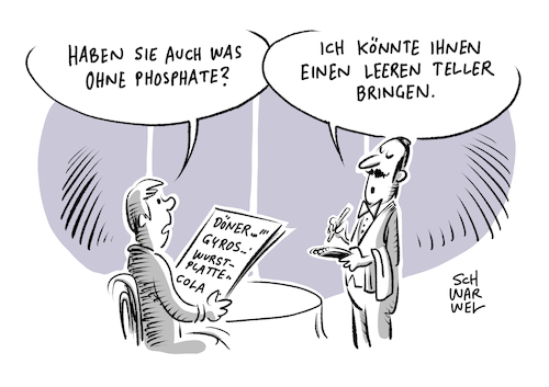 Cartoon: Phosphat Verbot Döner (medium) by Schwarwel tagged phosphat,verbot,döner,eu,europäische,union,europa,gesetz,recht,gesetzeslücke,lebensmittel,nahrung,fleisch,essen,gesundheit,gesundheitsgefahr,zusatzstoffe,lebensmittelindustrie,unternehmen,firma,konzern,großkonzern,wirtschaft,finanzen,geld,krank,gesund,lebensmittelsicherheit,dönerspieß,dönerspieße,karikatur,schwarwel,phosphat,verbot,döner,eu,europäische,union,europa,gesetz,recht,gesetzeslücke,lebensmittel,nahrung,fleisch,essen,gesundheit,gesundheitsgefahr,zusatzstoffe,lebensmittelindustrie,unternehmen,firma,konzern,großkonzern,wirtschaft,finanzen,geld,krank,gesund,lebensmittelsicherheit,dönerspieß,dönerspieße,karikatur,schwarwel