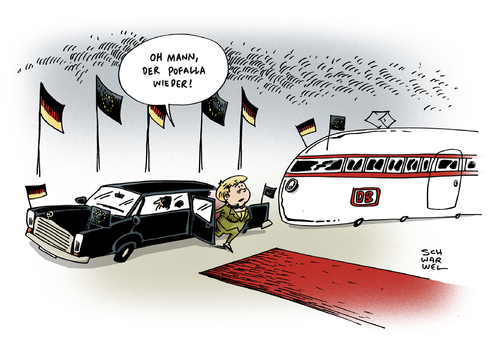 Cartoon: Pofalla Bahn (medium) by Schwarwel tagged pofalla,kritik,wechsel,kanzleramtchef,deutsche,bahn,merkel,roter,teppich,politik,karikatur,schwarwel,pofalla,kritik,wechsel,kanzleramtchef,deutsche,bahn,merkel,roter,teppich,politik,karikatur,schwarwel