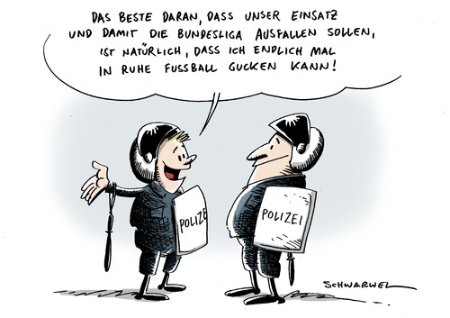 Cartoon: Polizei und Bundesliga (medium) by Schwarwel tagged polizei,bundesliga,fußball,ausfall,deutschland,spiel,karikatur,schwarwel,großeinsatz,einsatz,castor,demo,versammlung,demonstration,polizei,bundesliga,fußball,ausfall,deutschland,spiel,großeinsatz,einsatz,demo,castor,versammlung,demonstration,atomkraft,akw,atomkraftwerke,fussball