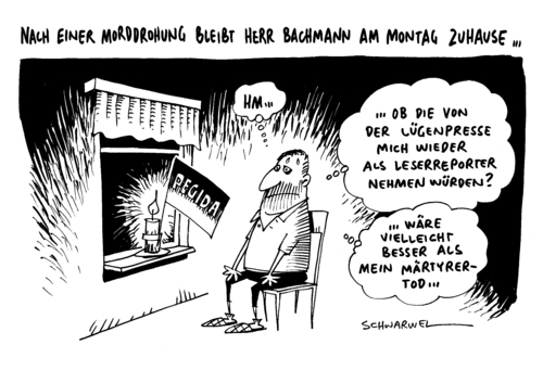 Cartoon: Polizei verbietet PEGIDA Demo (medium) by Schwarwel tagged lügenpresse,bachmann,schwarwel,karikatur,dresden,demonstration,demo,pegida,verbot,polizei,morddrohung,mord,gewalt,terror,terror,gewalt,mord,morddrohung,polizei,verbot,pegida,demo,demonstration,dresden,karikatur,schwarwel,bachmann,lügenpresse