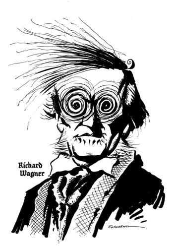 Cartoon: Portrait Richard Wagner (medium) by Schwarwel tagged portrait,richard,wagner,komponist,dramatiker,schriftsteller,theaterregisseur,dirigent,bayreuther,festspiele,der,ring,des,nibelungen,tristan,und,isolde,die,meistersinger,von,nürnberg,feen,fliegende,holländer,letzte,tribunen,lohengrin,parsifal,wesendonck