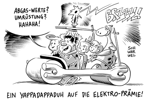 Cartoon: Prämie für Elektroautos (medium) by Schwarwel tagged elektroauto,elektro,energie,kfz,umweltschutz,umwelt,käufer,euro,flintstones,abgas,werte,prämie,kaufprämie,hybrid,karikatur,schwarwel,elektroauto,elektro,energie,kfz,umweltschutz,umwelt,käufer,euro,flintstones,abgas,werte,prämie,kaufprämie,hybrid,karikatur,schwarwel