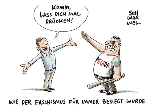 Cartoon: Rechtsextremismus Osten (medium) by Schwarwel tagged rechtsextremismus,rechtsextrem,rechtspopulismus,rechtspopulisten,afd,alternative,für,deutschland,partei,politik,nazi,nazis,nonazis,braun,braunes,sachsen,chemnitz,dresden,pegida,höcke,weidel,gauland,lutz,bachmann,ost,osten,west,westen,hass,hetze,hetzjagd,hetzjagden,ausländer,rassismus,rassisten,cdu,csu,abschiebung,asyl,asylsuchende,migration,flüchtlinge,geflüchtete,flüchtlingskrise,heil,hitler,sieg,nationsalsozialismus,kz,konzentrationslager,holocaust,demokratie,demokratiefeinde,rechtsstaat,cartoon,karikatur,schwarwel,rechtsextremismus,rechtsextrem,rechtspopulismus,rechtspopulisten,afd,alternative,für,deutschland,partei,politik,nazi,nazis,nonazis,braun,braunes,sachsen,chemnitz,dresden,pegida,höcke,weidel,gauland,lutz,bachmann,ost,osten,west,westen,hass,hetze,hetzjagd,hetzjagden,ausländer,rassismus,rassisten,cdu,csu,abschiebung,asyl,asylsuchende,migration,flüchtlinge,geflüchtete,flüchtlingskrise,heil,hitler,sieg,nationsalsozialismus,kz,konzentrationslager,holocaust,demokratie,demokratiefeinde,rechtsstaat,cartoon,karikatur,schwarwel