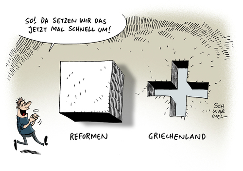 Cartoon: Reformpläne für Griechenland (medium) by Schwarwel tagged iwf,troika,europa