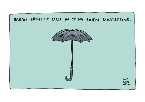 Cartoon: Regenschirm Revolution Peking (medium) by Schwarwel tagged hongkong,regenschirm,revolution,peking,regime,staat,staatsmacht,gewalt,karikatur,schwarwel,staatsfeind,hongkong,regenschirm,revolution,peking,regime,staat,staatsmacht,gewalt,karikatur,schwarwel,staatsfeind