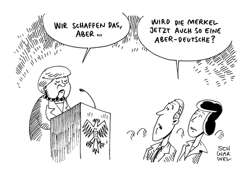 Cartoon: Regierungserklärung Kanzlerin (medium) by Schwarwel tagged regierungserklärung,kanzlerin,mekel,kurs,aber,politik,flüchtlinge,flüchtlingspolitik,asyl,asylpolitik,krieg,frieden,terror,karikatur,schwarwel,regierungserklärung,kanzlerin,mekel,kurs,aber,politik,flüchtlinge,flüchtlingspolitik,asyl,asylpolitik,krieg,frieden,terror,karikatur,schwarwel