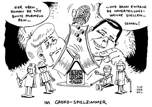 Cartoon: Rentenreform GroKo Umverteilung (medium) by Schwarwel tagged rentenreform,rente,reform,groko,große,koalition,merkel,gabriel,umverteilung,statt,tüt,bunte,murmeln,spielzimmer,spiel,lego,kinder,karikatur,schwarwel,rentenreform,rente,reform,groko,große,koalition,merkel,gabriel,umverteilung,statt,tüt,bunte,murmeln,spielzimmer,spiel,lego,kinder,karikatur,schwarwel