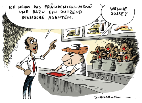 Cartoon: Russische Geheimagenten (medium) by Schwarwel tagged barack,obama,amerika,russland,geheimagent,agent,spion,spitzel,spitzelaffäre,affäre,dmitrij,medwedew,wladimir,putin,karikatur,schwarwel