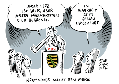 Cartoon: Sachsen Kretzschmer Flüchtlinge (medium) by Schwarwel tagged sachsen,sächsiche,verhältnisse,ministerpräsident,kretschmer,flüchtlinge,geflüchtete,flüchtlingskrise,flüchtlingspolitik,griechenland,flucht,migration,assad,flüchtlingskinder,eu,außengrenze,grenze,europa,krieg,fluchtursachen,erdogan,türkei,militär,militäreinsatz,waffengewalt,cartoon,karikatur,schwarwel,humanität,menschlichkeit,sachsen,sächsiche,verhältnisse,ministerpräsident,kretschmer,flüchtlinge,geflüchtete,flüchtlingskrise,flüchtlingspolitik,griechenland,flucht,migration,assad,flüchtlingskinder,eu,außengrenze,grenze,europa,krieg,fluchtursachen,erdogan,türkei,militär,militäreinsatz,waffengewalt,cartoon,karikatur,schwarwel,humanität,menschlichkeit