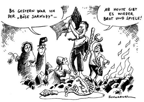 Cartoon: Sarkozy auf Kuschelkurs (medium) by Schwarwel tagged sarkozy,präsident,frankreich,regierung,wahl,tief,krise,politik,politiker,karikatur,schwarwel