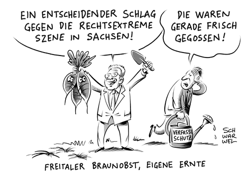 Cartoon: Schlag gegen Rechtsterroristen (medium) by Schwarwel tagged rechtsterroristen,in,freital,razzia,verhaftungen,rechtsextrem,rechtsextreme,szenen,karikatur,schwarwel,braun,bu8ndesverfassungsschutz,asyl,asylsuchende,rechts,nazi,sachsen,terrorismus,krieg,geflüchtete,flüchtlinge,bundesverfassungsschutz,bürgerwehr,fremdenfeindlich,fremdenfeindlichkeit,flüchtlingsheim,rechtsterroristen,in,freital,razzia,verhaftungen,rechtsextrem,rechtsextreme,szenen,karikatur,schwarwel,braun,bu8ndesverfassungsschutz,asyl,asylsuchende,rechts,nazi,sachsen,terrorismus,krieg,geflüchtete,flüchtlinge,bundesverfassungsschutz,bürgerwehr,fremdenfeindlich,fremdenfeindlichkeit,flüchtlingsheim