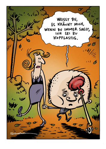 Cartoon: Schweinevogel Cartoon (medium) by Schwarwel tagged schwarwel,cartoon,witz,kopf,kopflastig,mann,junge,frau,denken,kopflastig,mann,junge,frau,denken,gedanken,philosophie,kopf,psyche