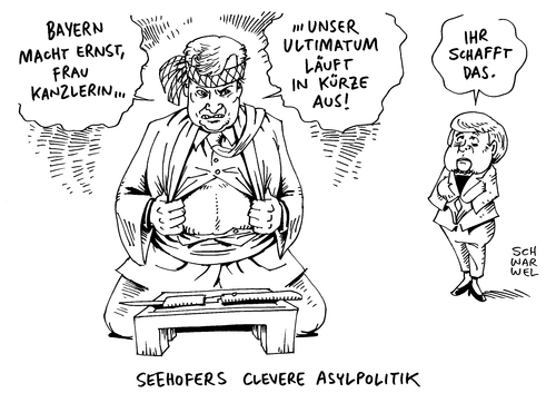 Cartoon: Seehofer und die Asylpolitik (medium) by Schwarwel tagged asylpolitik,asyl,politik,flüchtlingskrise,flüchtlingsproblem,flüchtlingspolitik,naziproblem,nazi,krise,flüchtlinge,horst,seehofer,angela,merkel,karikatur,schwarwelselbstmord,harakiri,schwarwel,asylpolitik,asyl,politik,flüchtlingskrise,flüchtlingsproblem,flüchtlingspolitik,naziproblem,nazi,krise,flüchtlinge,horst,seehofer,angela,merkel,karikatur,schwarwelselbstmord,harakiri,schwarwel