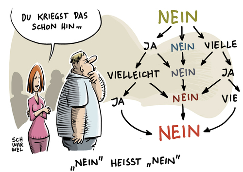 Cartoon: Sexualstrafrecht (medium) by Schwarwel tagged bundestag,beschluss,sexualstrafrecht,sexualstraftat,straftat,recht,gesetz,sexualität,opfer,frauen,vergewaltigung,nein,heißt,sexuelle,handlung,selbstbestimmung,frau,täter,reform,sexualstraftäter,karikatur,schwarwel,bundestag,beschluss,sexualstrafrecht,sexualstraftat,straftat,recht,gesetz,sexualität,opfer,frauen,vergewaltigung,nein,heißt,sexuelle,handlung,selbstbestimmung,frau,täter,reform,sexualstraftäter,karikatur,schwarwel