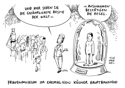 Cartoon: Silvester Übergriff Frauen Köl (medium) by Schwarwel tagged silvester,übergriff,frauen,köln,silvesternacht,vergewaltigung,terror,raub,polizei,männer,mann,bestie,kölner,oberbürgermeisterin,henriette,reker,hauptbahnhof,museum,ausländer,sexualdelikt,silvester,übergriff,frauen,köln,silvesternacht,sex,vergewaltigung,terror,raub,polizei,männer,mann,bestie,kölner,oberbürgermeisterin,henriette,reker,hauptbahnhof,museum,ausländer,sexualdelikt