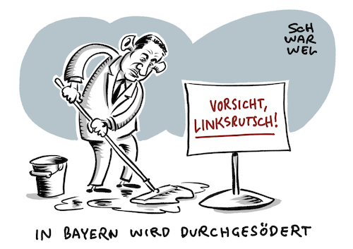 Cartoon: Söder CSU Linksrutsch (medium) by Schwarwel tagged bundestagswahl,bundestagswahlkampf,wahlkampf,laschet,söder,scholz,baerbock,spd,die,grüne,csu,union,linke,fdp,rot,grün,linksrutsch,links,sozialismus,kommunismus,opposition,cdu,umfragewerte,cartoon,karikatur,schwarwel,bundestagswahl,bundestagswahlkampf,wahlkampf,laschet,söder,scholz,baerbock,spd,die,grüne,csu,union,linke,fdp,rot,grün,linksrutsch,links,sozialismus,kommunismus,opposition,cdu,umfragewerte,cartoon,karikatur,schwarwel