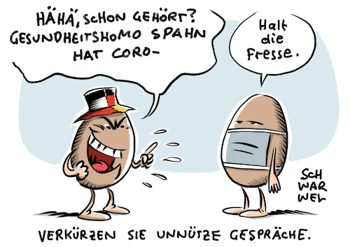 Cartoon: Spahn mit Corona infiziert (medium) by Schwarwel tagged gesundheitsminister,jens,spahn,corona,infiziert,coronavirus,infektion,virus,sars,covid19,pandemie,epidemie,hass,hetze,fake,news,coronalaugner,pandemiegegner,coronagegner,homophobie,schwul,schwule,homophob,schwulenhasser,coronatest,infektionen,neuinfektionen,rki,abstandsregeln,mundnasenschutz,mns,schutzmaske,maske,maskenverweigerer,hygienekonzept,quarantäne,cartoon,karikatur,schwarwel,rechtsextremismus,nazis,neonazis,rechte,verschwörungstheorie,verschwörungsmythen,gesundheitsämter,kontaktverfolgung,gesundheitsminister,jens,spahn,corona,infiziert,coronavirus,infektion,virus,sars,covid19,pandemie,epidemie,hass,hetze,fake,news,coronalaugner,pandemiegegner,coronagegner,homophobie,schwul,schwule,homophob,schwulenhasser,coronatest,infektionen,neuinfektionen,rki,abstandsregeln,mundnasenschutz,mns,schutzmaske,maske,maskenverweigerer,hygienekonzept,quarantäne,cartoon,karikatur,schwarwel,rechtsextremismus,nazis,neonazis,rechte,verschwörungstheorie,verschwörungsmythen,gesundheitsämter,kontaktverfolgung