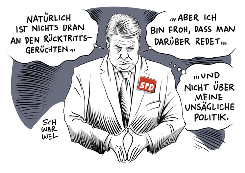 Cartoon: SPD dementiert Rücktrittspläne (medium) by Schwarwel tagged gerüchte,über,sigmar,gabriel,spd,rücktritt,rücktrittspläne,partei,politik,karikatur,schwarwel,gerüchte,über,sigmar,gabriel,spd,rücktritt,rücktrittspläne,partei,politik,karikatur,schwarwel