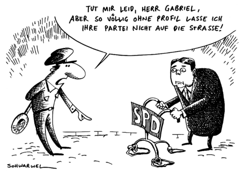 Cartoon: SPD ohne Profil (medium) by Schwarwel tagged spd,profil,gabriel,partei,polizei,deutschland,regierung,politik,karikatur,schwarwel
