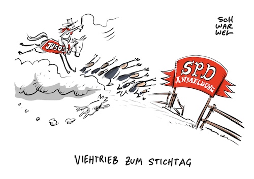 Cartoon: SPD Stichtag Basisvotum (medium) by Schwarwel tagged spd,groko,große,koalition,partei,parteien,politik,politiker,deutschland,jusos,stichtag,basisvotum,koalitionsvertrag,cdu,csu,union,parteimitglieder,parteimitglied,sonderparteitag,mitgliedervotum,karikatur,schwarwel,spd,groko,große,koalition,partei,parteien,politik,politiker,deutschland,jusos,stichtag,basisvotum,koalitionsvertrag,cdu,csu,union,parteimitglieder,parteimitglied,sonderparteitag,mitgliedervotum,karikatur,schwarwel