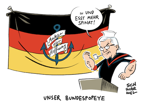 Cartoon: Steinmeier Bundespräsident (medium) by Schwarwel tagged steinmeier,bundespräsident,wahl,popeye,anker,der,hoffnung,spinat,bundespräsidentenwahl,karikatur,schwarwel,steinmeier,bundespräsident,wahl,popeye,anker,der,hoffnung,spinat,bundespräsidentenwahl,karikatur,schwarwel