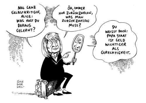 Cartoon: Steuerbetrug Alice Schwarzer (medium) by Schwarwel tagged steuerbetrug,alice,schwarzer,steuer,konto,schweiz,geld,selbstanzeige,karikatur,schwarwel,gerechtigkeit,frauen,recht,gesetz,steuerbetrug,alice,schwarzer,steuer,konto,schweiz,geld,selbstanzeige,karikatur,schwarwel,gerechtigkeit,frauen,recht,gesetz