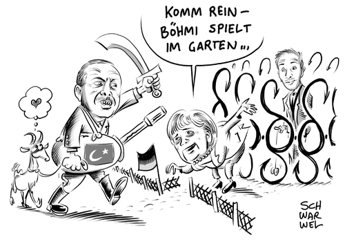 Cartoon: Strafverfolgung Böhmermann (medium) by Schwarwel tagged erdogan,satire,angela,angie,merkel,strafverfolgung,jan,böhmermann,karikatur,schwarwel,schmähgedicht,schmähkritik,ziegenficker,recht,gesetz,gericht,anklage,boehmermann,erdogan,satire,angela,angie,merkel,strafverfolgung,jan,böhmermann,karikatur,schwarwel,schmähgedicht,schmähkritik,ziegenficker,recht,gesetz,gericht,anklage,boehmermann