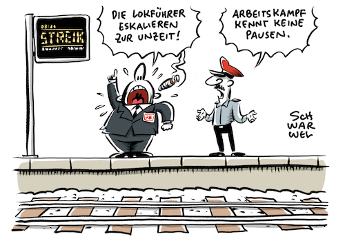 Cartoon: Streik Lokführer Bahn (medium) by Schwarwel tagged streik,lokführer,bahn,fahrplan,ersatzfahrplan,arbeitskampf,lohn,gehalt,arbeit,job,gdl,gewerkschaft,güterverkehr,lokführergewerkschaft,personenverkehr,zug,zugausfälle,fernzug,reise,reisende,tarifverhandlungen,tarifgespräche,cartoon,karikatur,schwarwel,streik,lokführer,bahn,fahrplan,ersatzfahrplan,arbeitskampf,lohn,gehalt,arbeit,job,gdl,gewerkschaft,güterverkehr,lokführergewerkschaft,personenverkehr,zug,zugausfälle,fernzug,reise,reisende,tarifverhandlungen,tarifgespräche,cartoon,karikatur,schwarwel