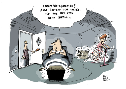 Cartoon: Strompreis (medium) by Schwarwel tagged strom,strompreis,bremse,cdu,umweltminister,umwelt,natur,opposition,fdp,kritik,karikatur,schwarwel,haushalt,bürger,strom,strompreis,bremse,cdu,umweltminister,umwelt,natur,opposition,fdp,kritik,karikatur,schwarwel,haushalt,bürger