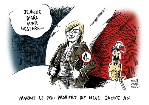 Cartoon: Triumph für Marine Le Pen (medium) by Schwarwel tagged sieg,partei,national,front,nationalsozialismus,nazi,rechts,frankreich,gewinn,rechtsruck,triumph,marie,le,pen,karikatur,schwarwel,rechtsextremismus,rechtsextreme,wahlsieg,protektionismus,rückeroberung,der,souveränität,grenzen,schließen,frankreich,rechts,nazi,nationalsozialismus,front,national,partei,sieg,gewinn,rechtsruck,triumph,marie,le,pen,karikatur,schwarwel,rechtsextremismus,rechtsextreme,wahlsieg,protektionismus,rückeroberung,der,souveränität,grenzen,schließen