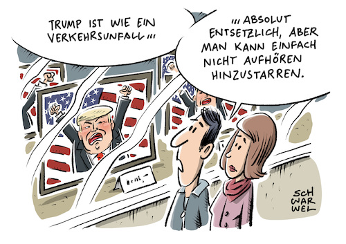 Cartoon: Trump und die Medien (medium) by Schwarwel tagged trump,donald,us,usa,amerika,president,praesident,medien,presse,pressevertreter,journalismus,journalisten,anschlag,anschlähe,verlogene,desinformation,vertrauen,unfall,verkehrsunfall,autounfall,karikatur,schwarwel,trump,donald,us,usa,amerika,president,praesident,medien,presse,pressevertreter,journalismus,journalisten,anschlag,anschlähe,verlogene,desinformation,vertrauen,unfall,verkehrsunfall,autounfall,karikatur,schwarwel