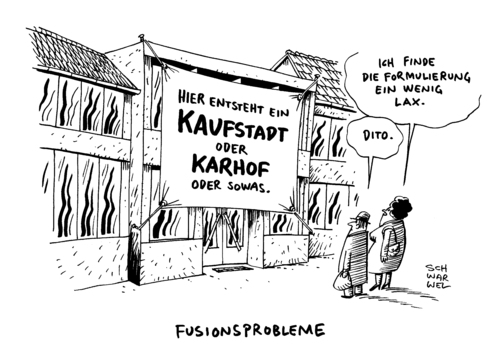 Cartoon: Übernahme Karstadt Kaufhof (medium) by Schwarwel tagged übernahme,karstadt,kaufhof,rene,benko,karikatur,schwarwel,übernahme,karstadt,kaufhof,rene,benko,karikatur,schwarwel