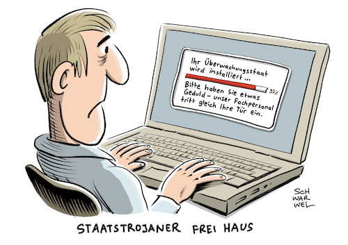 Cartoon: Überwachungsgesetz (medium) by Schwarwel tagged überwachung,überwachungsgesetz,überwachungsstaat,bundestag,staatstrojaner,schadsoftware,software,ermittlungsbehörden,ermittlungsbehörde,computer,pc,mac,digital,onlineüberwachung,online,handy,whatsapp,abhörgesetz,abhörgesetze,abhören,durchsuchung,karikatur,schwarwel,delikt,straftat,straftaten,verbrechen,terror,gewalt,terrorgefahr,terroranschlag,überwachung,überwachungsgesetz,überwachungsstaat,bundestag,staatstrojaner,schadsoftware,software,ermittlungsbehörden,ermittlungsbehörde,computer,pc,mac,digital,onlineüberwachung,online,handy,whatsapp,abhörgesetz,abhörgesetze,abhören,durchsuchung,karikatur,schwarwel,delikt,straftat,straftaten,verbrechen,terror,gewalt,terrorgefahr,terroranschlag