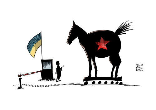 Cartoon: Ukraine Kiew Hilfskonvoi (medium) by Schwarwel tagged ukraine,kiew,russisch,russlnd,putin,hilfskonvoi,hilfe,land,einfuhr,ausfuhr,zoll,grenze,karikatur,schwarwel,waffen,krieg,gewalt,terrror,ukraine,kiew,russisch,russlnd,putin,hilfskonvoi,hilfe,land,einfuhr,ausfuhr,zoll,grenze,karikatur,schwarwel,waffen,krieg,gewalt,terrror