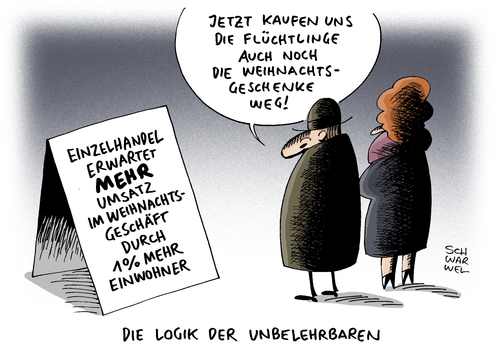 Cartoon: Umsatzplus durch Einwanderung (medium) by Schwarwel tagged weihnachten,weihnachtsgeschäft,einzelhandel,umsatzplus,durch,einwanderung,flüchtlinge,mehr,einwohner,karikatur,schwarwel,kaufen,geschenke,weihnachten,weihnachtsgeschäft,einzelhandel,umsatzplus,durch,einwanderung,flüchtlinge,mehr,einwohner,karikatur,schwarwel,kaufen,geschenke