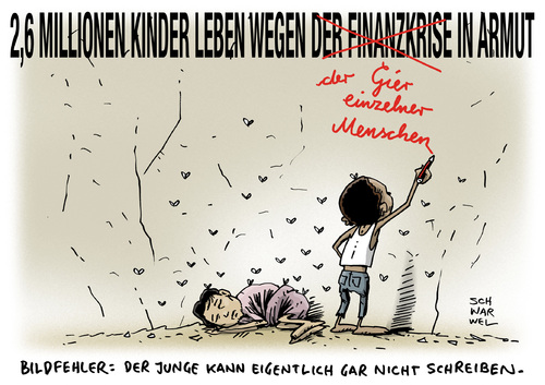 Cartoon: Unicef Studie Kinder Armut (medium) by Schwarwel tagged unicef,studie,kinder,armut,millionen,finanzkrise,arm,familie,kind,finanzen,geld,wirtschaft,gier,macht,lernen,lehre,karikatur,schwarwel,unicef,studie,kinder,armut,millionen,finanzkrise,arm,familie,kind,finanzen,geld,wirtschaft,gier,macht,lernen,lehre,karikatur,schwarwel